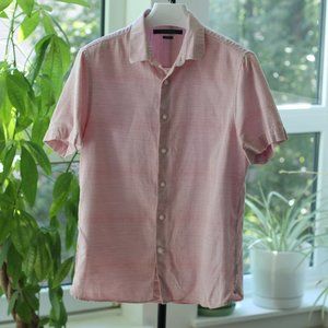 Men's Perry Ellis Medium Slim Fit Short Sleeve Textured Red Button Down Shirt